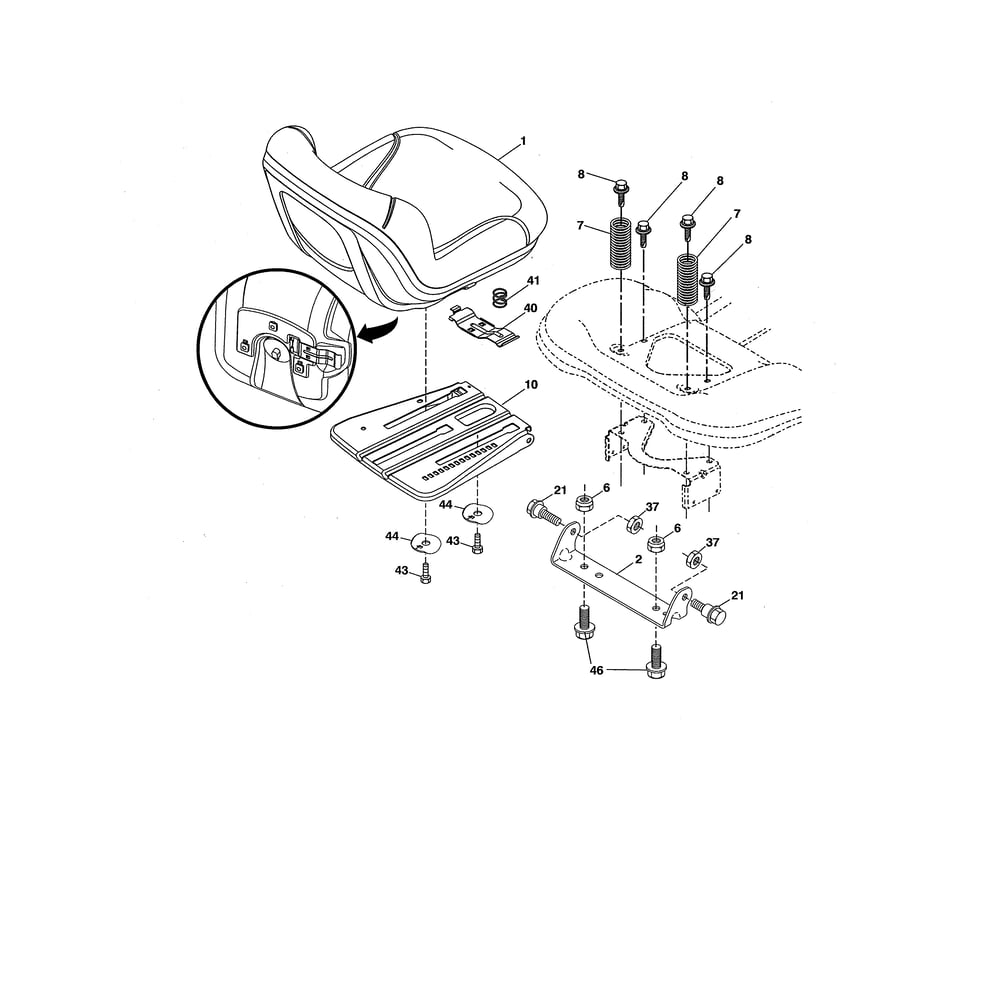 Seat Diagram and Parts List for  Husqvarna Lawn Tractor