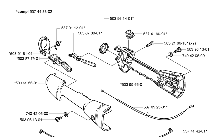 Throttle Diagram and Parts List for 2005-04 Husqvarna Trimmer