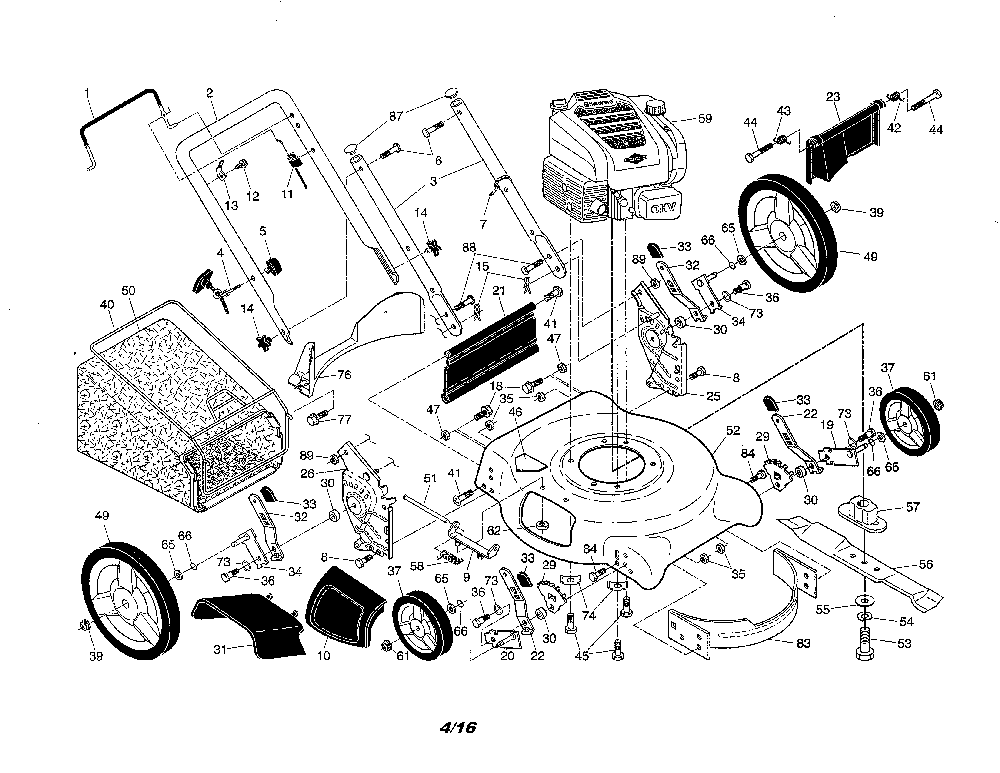 Lawn mower Diagram and Parts List for  Husqvarna Lawn Mower