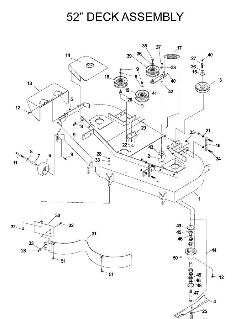 52 Inch/132cm Cutting Deck Diagram and Parts List for IZ5223 (968999208)(2004-09) Husqvarna Lawn Mower
