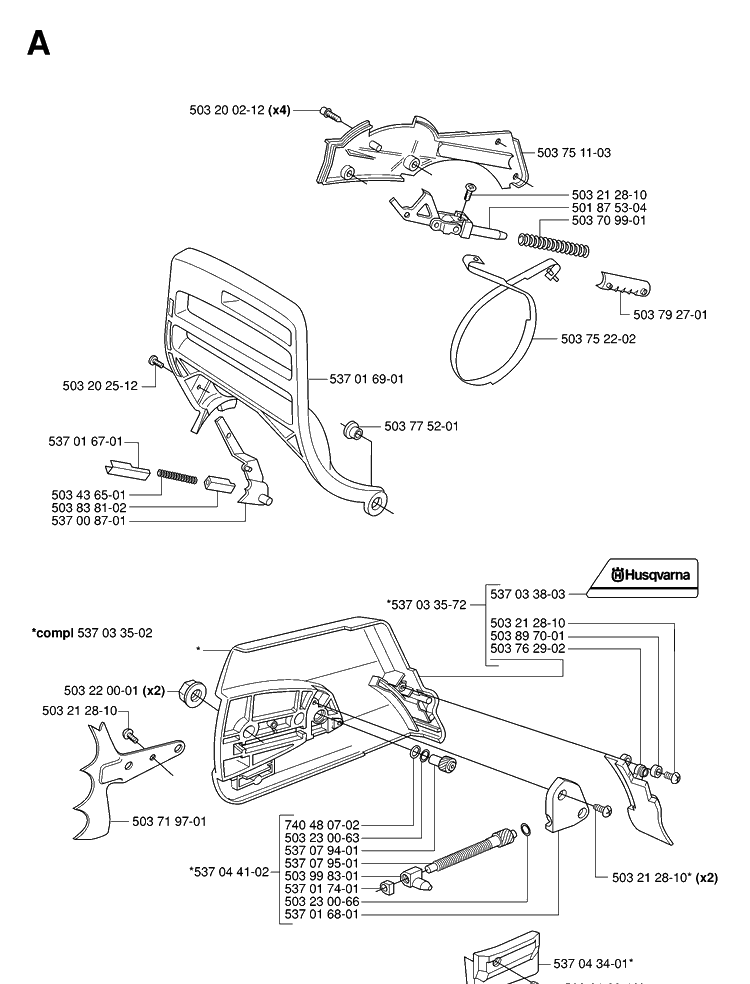 Chain Brake And Clutch Cover Diagram and Parts List for 20064000001-Current Husqvarna Chainsaw