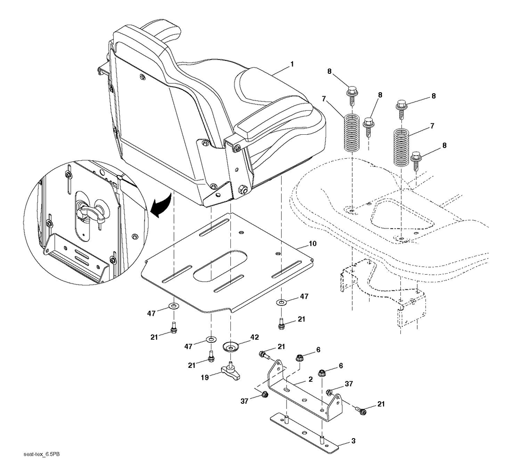 Seat Diagram and Parts List for  Husqvarna Lawn Tractor