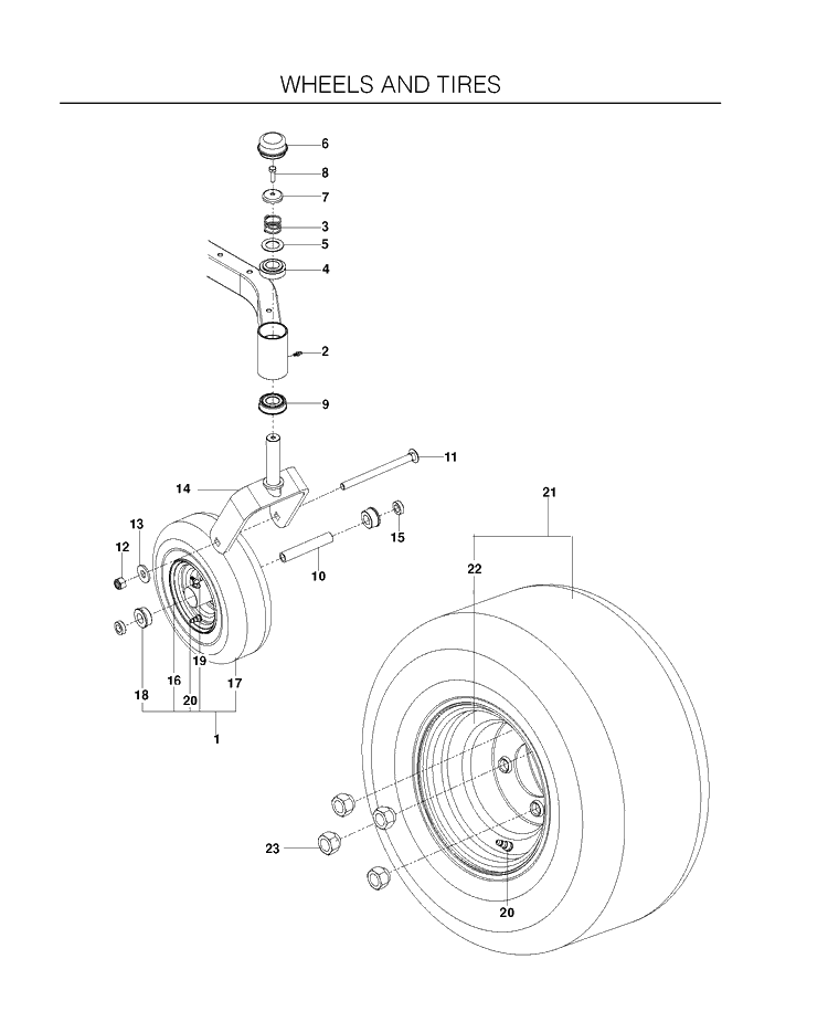Wheels Tires Diagram and Parts List for (966764501)(2011-03) Husqvarna Lawn Mower