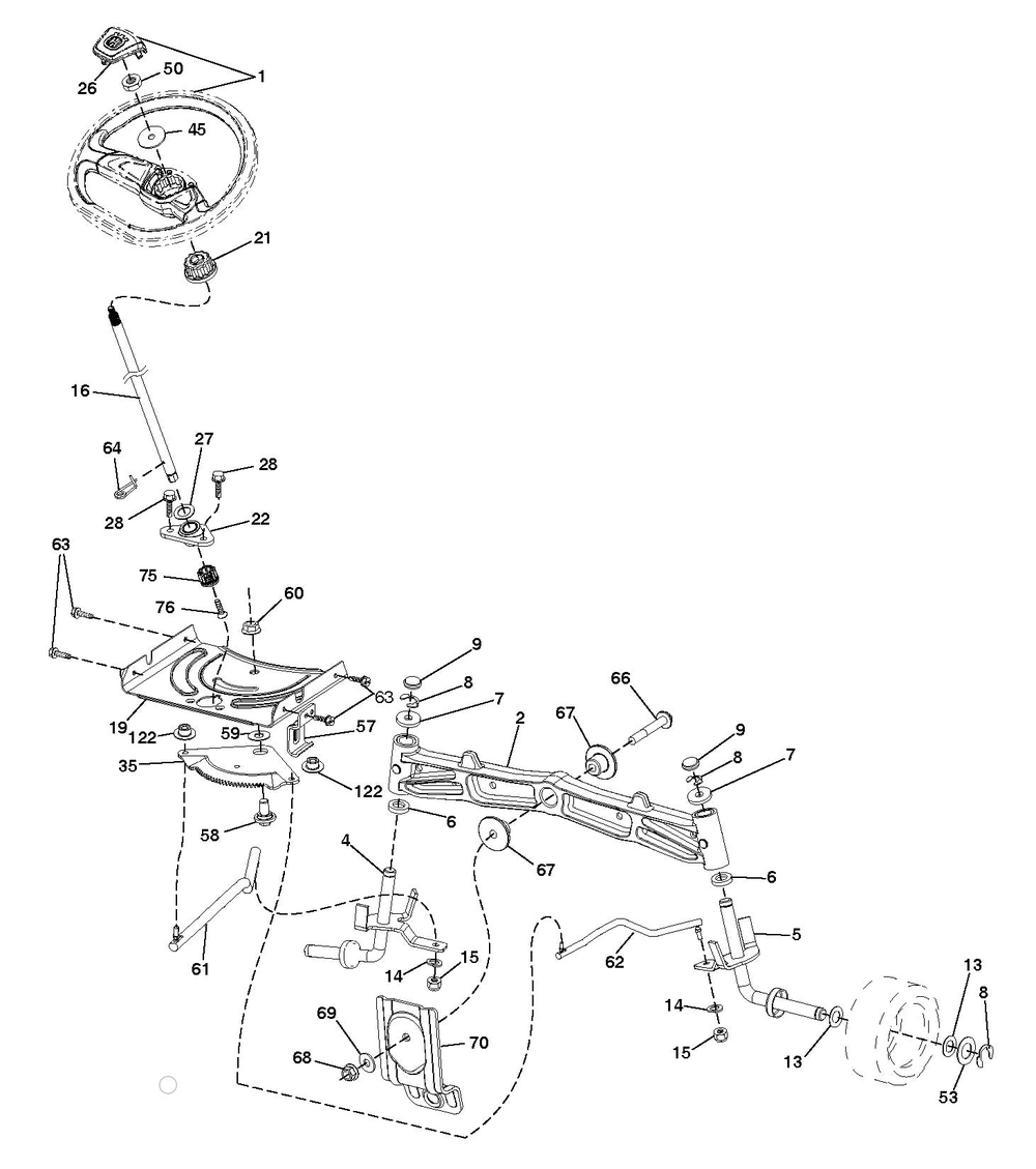 Steering Diagram and Parts List for  Husqvarna Lawn Tractor