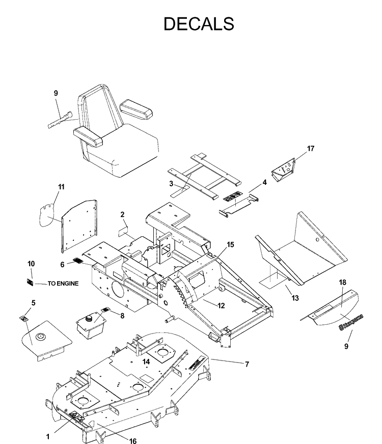 Decals Diagram and Parts List for IZ5223 (968999208)(2004-09) Husqvarna Lawn Mower