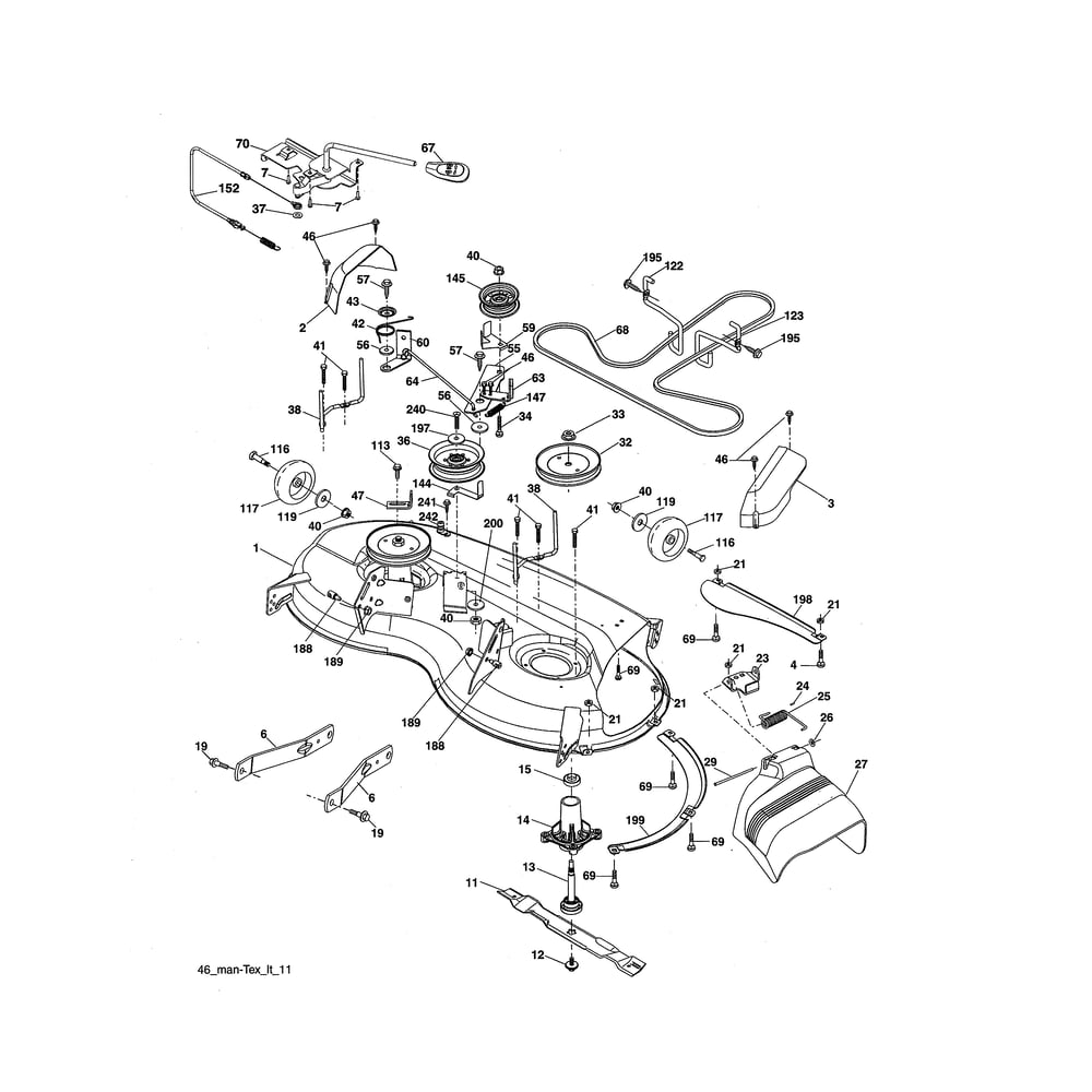 Mower Deck Diagram and Parts List for  Husqvarna Lawn Tractor