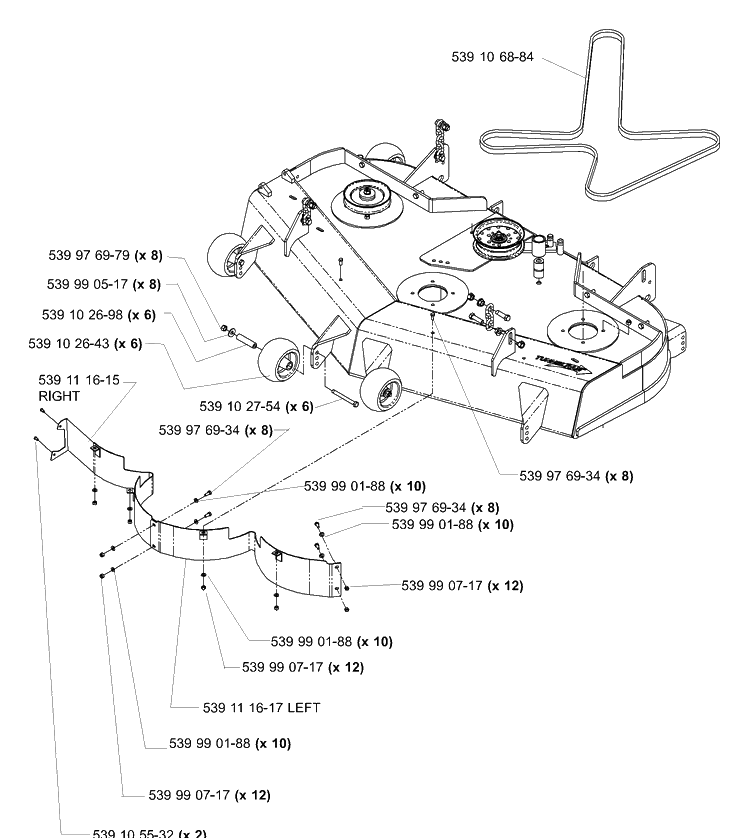 Deck Assembly 52 Inch (Part 2) Diagram and Parts List for IZ5225TSPKOA 2006-02 Husqvarna Lawn Mower