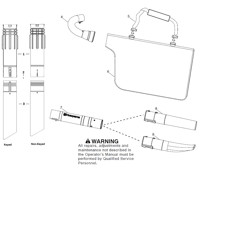 Tube Diagram and Parts List for  Husqvarna Leaf Blower / Vacuum