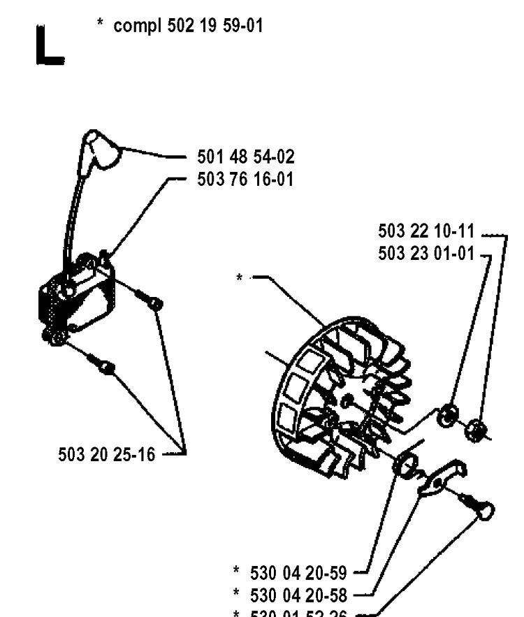 Ignition System Diagram and Parts List for 19942300001-19951000000 Husqvarna Edger