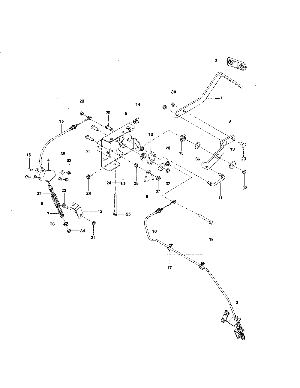Parking brake Diagram and Parts List for 250212 Husqvarna Lawn Mower