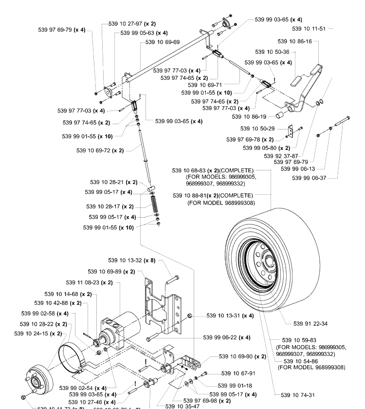 Park Brake Assembly (Tl) Diagram and Parts List for IZ5225TSPKOA 2006-02 Husqvarna Lawn Mower