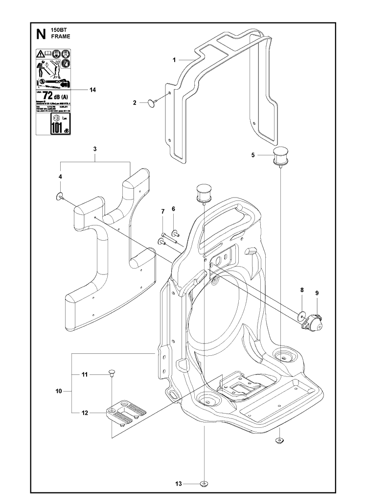 Frame Diagram and Parts List for  Husqvarna Leaf Blower / Vacuum