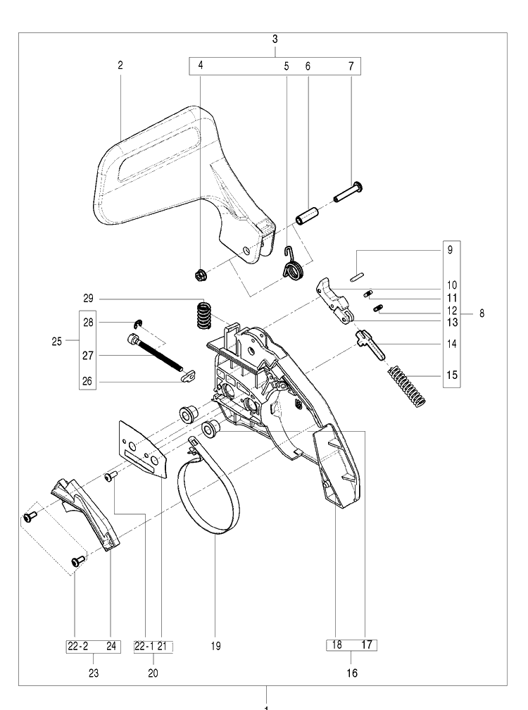 Chain Brake Diagram and Parts List for  Husqvarna Chainsaw