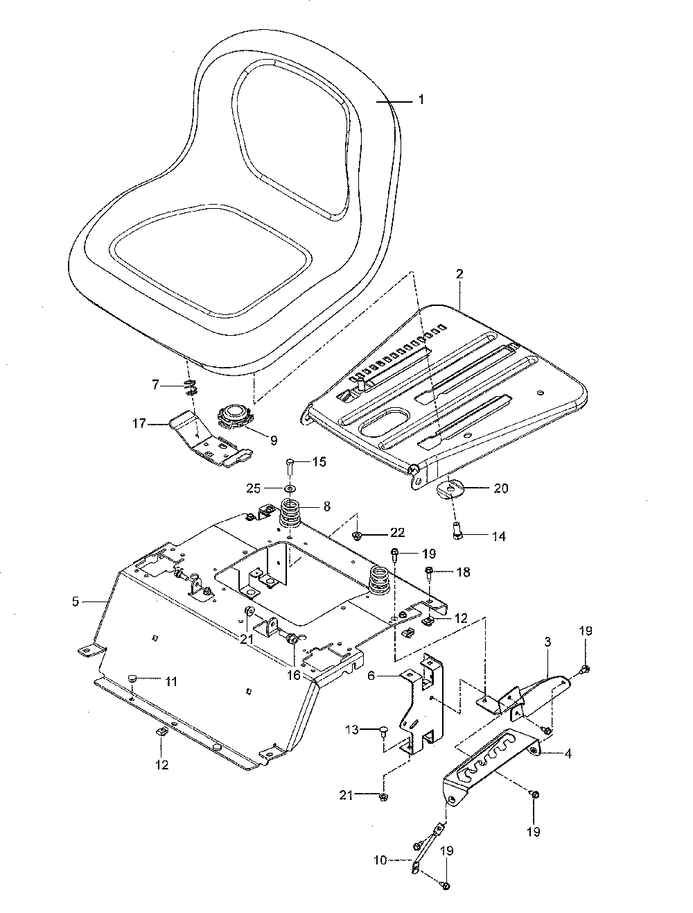 Seat Diagram and Parts List for  Husqvarna Lawn Mower