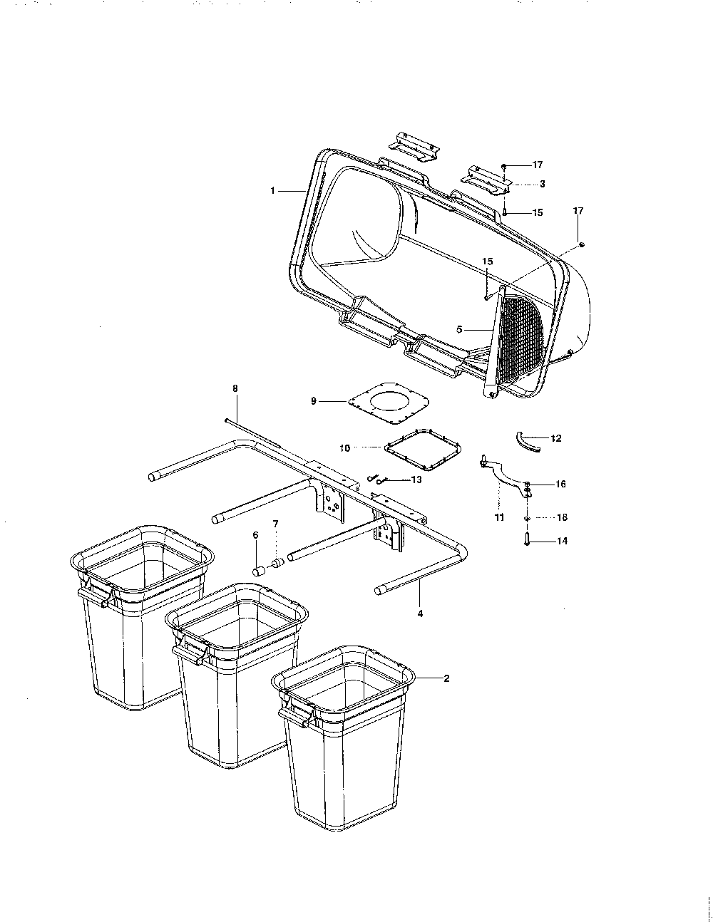 Bagger Diagram and Parts List for  Husqvarna Lawn Mower