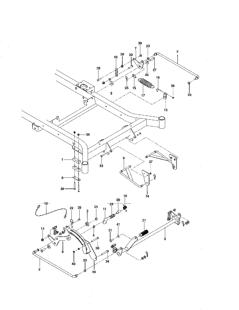 Mower lift / deck lift Diagram and Parts List for 250212 Husqvarna Lawn Mower
