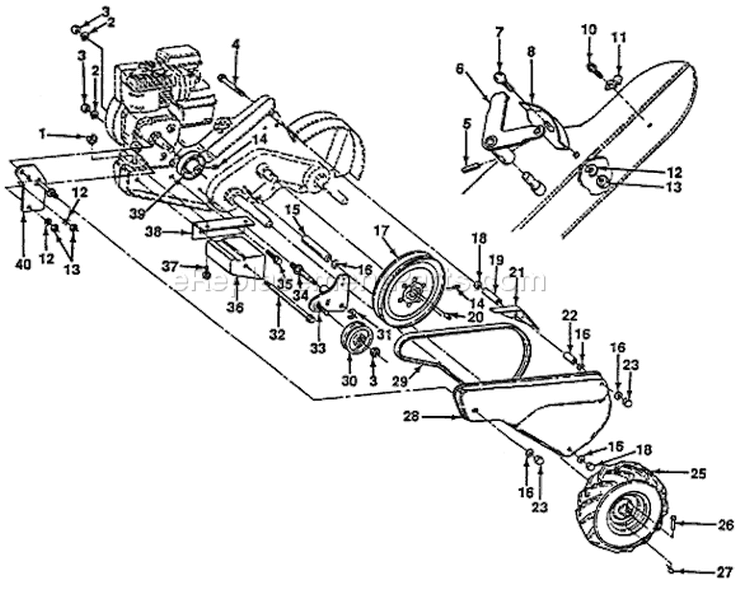 Page B Diagram and Parts List for CRT 50 HRT5A -1990-01 Husqvarna Tiller