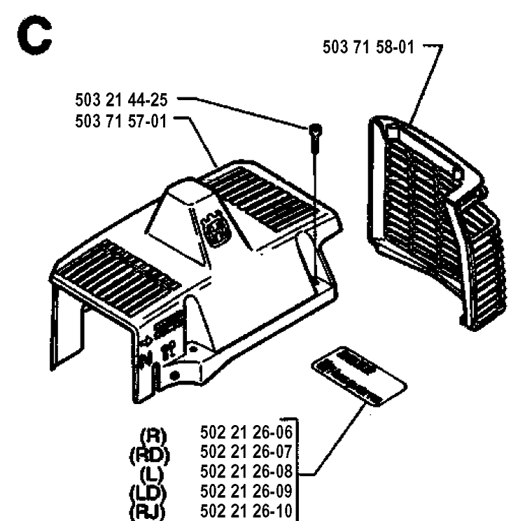 Cylinder Cover Diagram and Parts List for 19942300001-19951000000 Husqvarna Edger