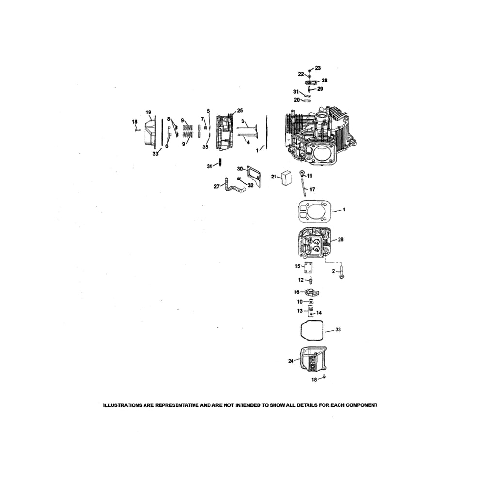 Engine >> Cylinder Head/Breather Diagram and Parts List for  Husqvarna Lawn Tractor