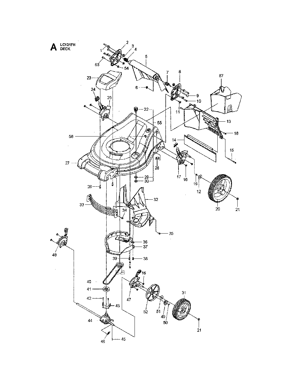 Mower deck/cutting deck Diagram and Parts List for  Husqvarna Lawn Mower