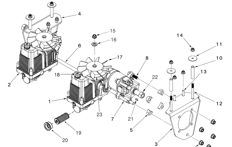 Transmission Diagram and Parts List for  Husqvarna Lawn Mower