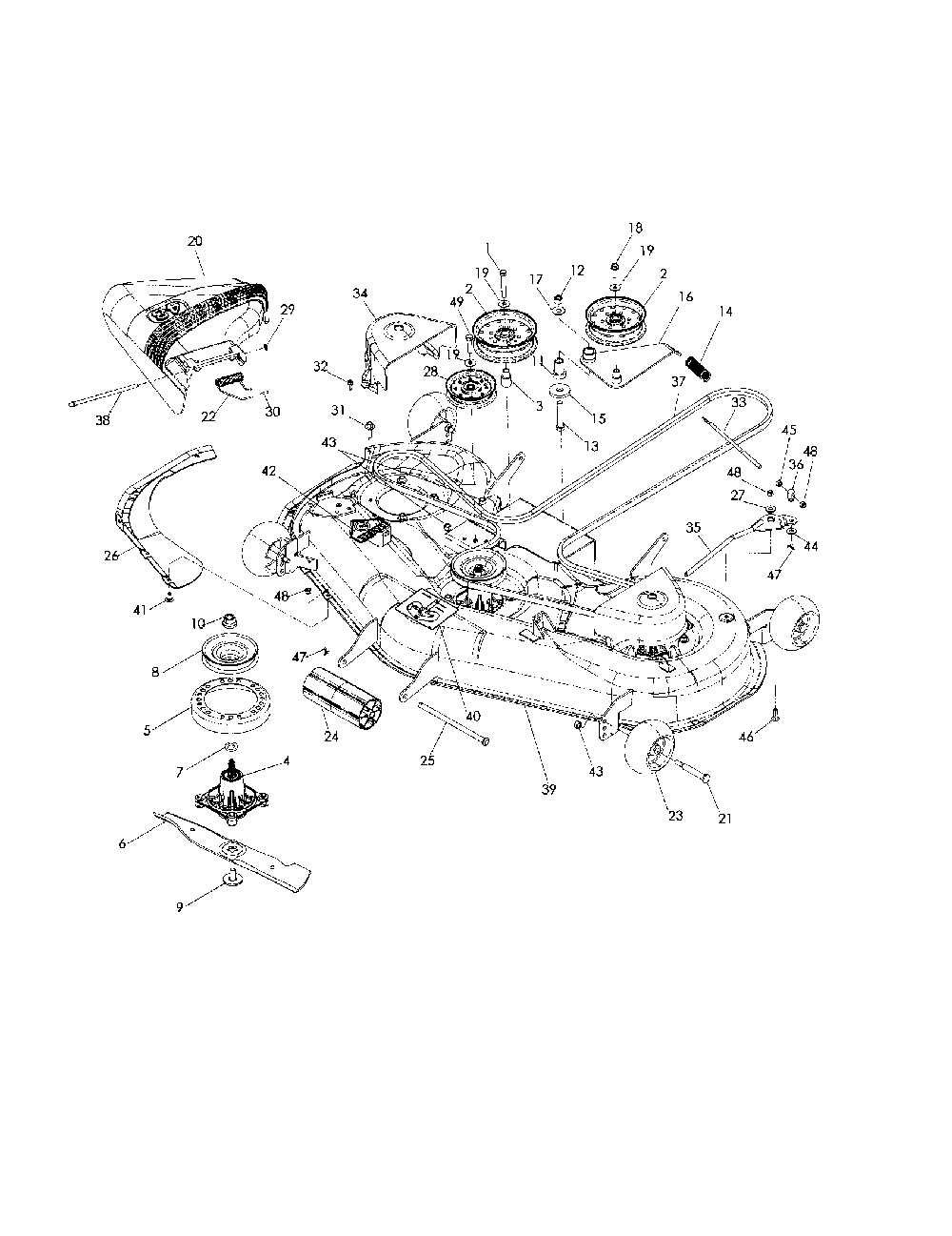 48" cutting deck Diagram and Parts List for  Husqvarna Lawn Mower