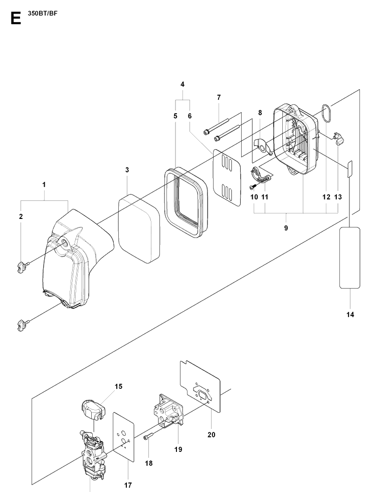 Carburetor And Air Filter Diagram and Parts List for 20170600001-Current Husqvarna Leaf Blower / Vacuum