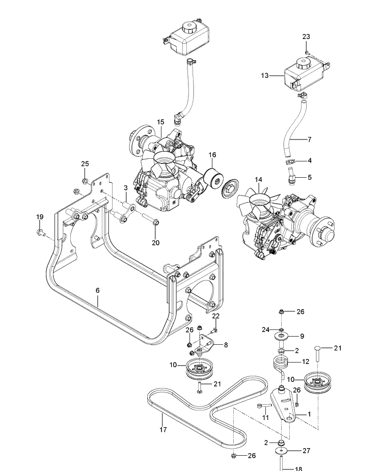 Hydraulic Pump - Motor Diagram and Parts List for  Husqvarna Lawn Mower