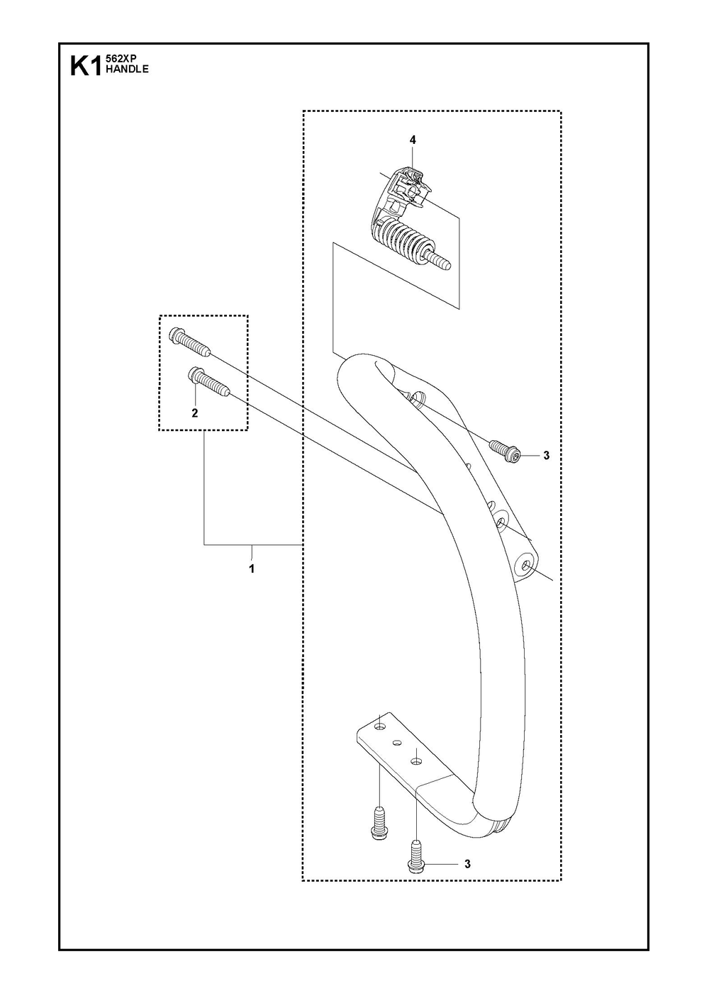 Handle Diagram and Parts List for 562 XP W - 562 XP GW Husqvarna Chainsaw