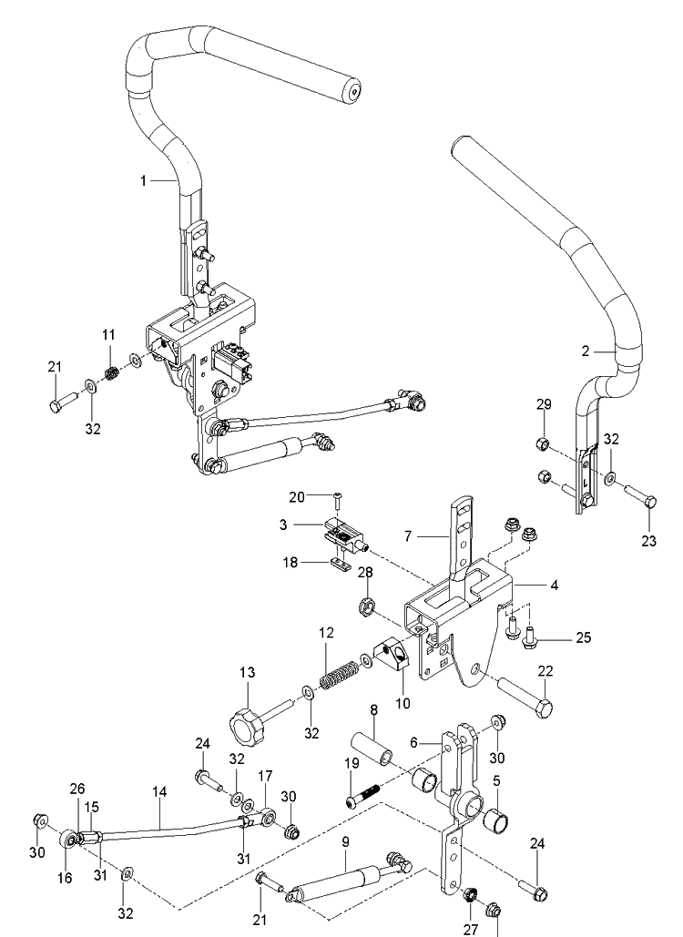 Steering Diagram and Parts List for (970467701-00)(2020-04) Husqvarna Lawn Mower