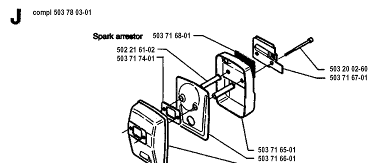 Muffler Diagram and Parts List for 19942300001-19951000000 Husqvarna Edger