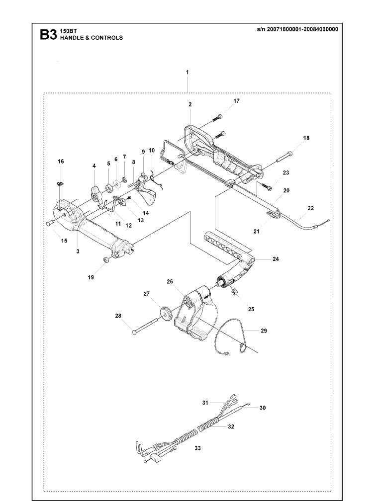 Handle And Controls Diagram and Parts List for  Husqvarna Leaf Blower / Vacuum