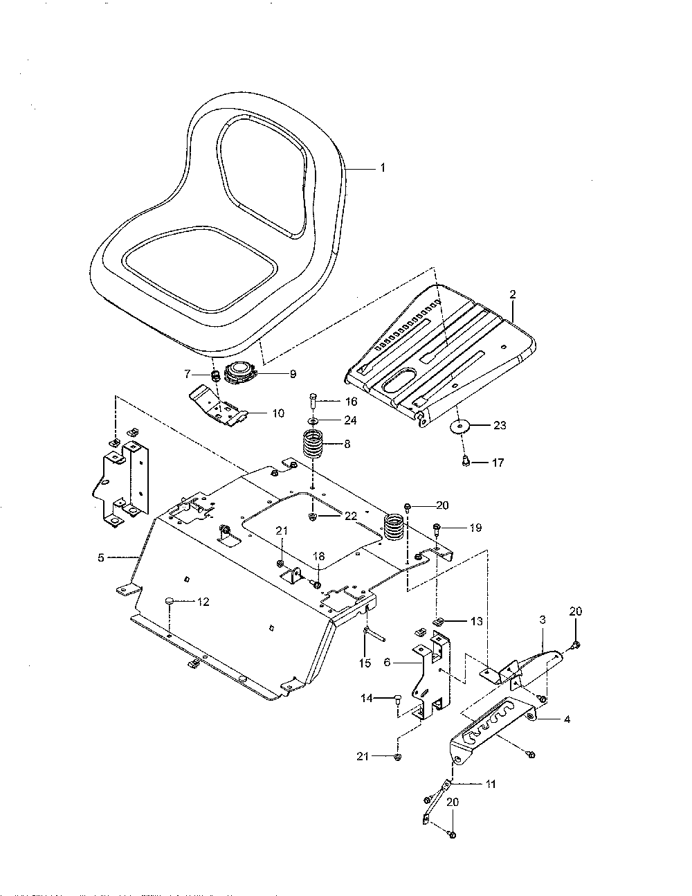 Seat Diagram and Parts List for  Husqvarna Lawn Mower