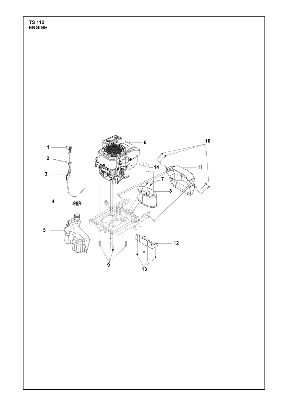 Engine Diagram and Parts List for  Husqvarna Lawn Tractor