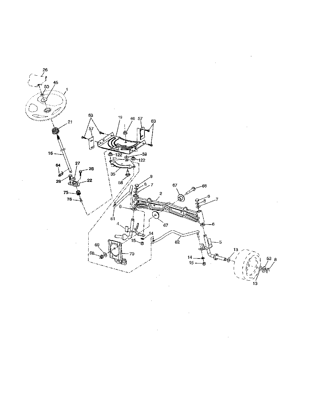 Steering Diagram and Parts List for  Husqvarna Lawn Tractor