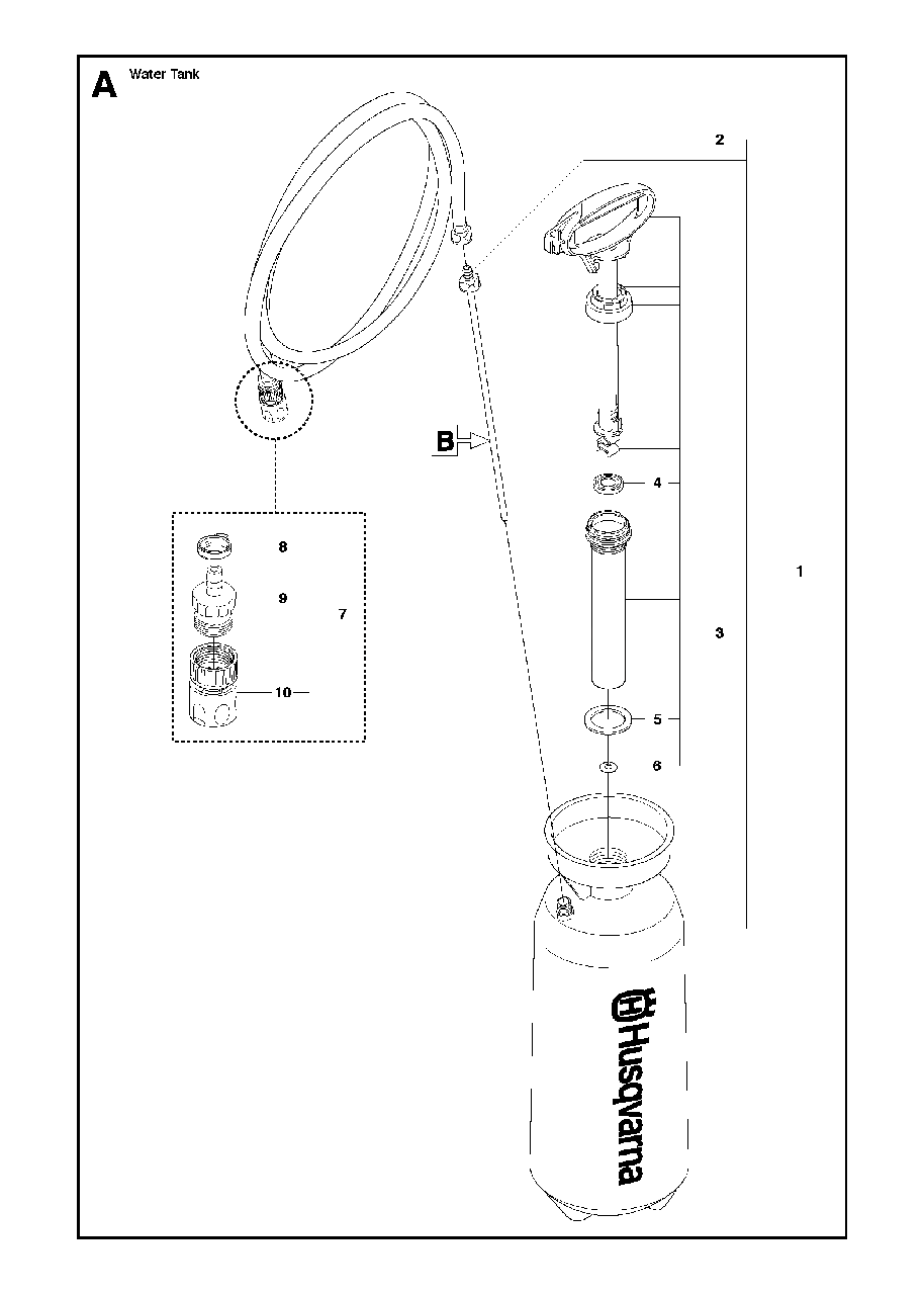 Water Tank Diagram and Parts List for 2007-01 Husqvarna Miscellaneous