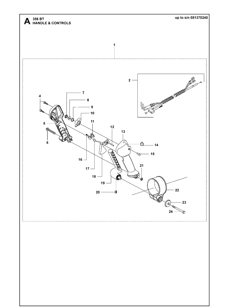 Handle And Controls Diagram and Parts List for  Husqvarna Leaf Blower / Vacuum