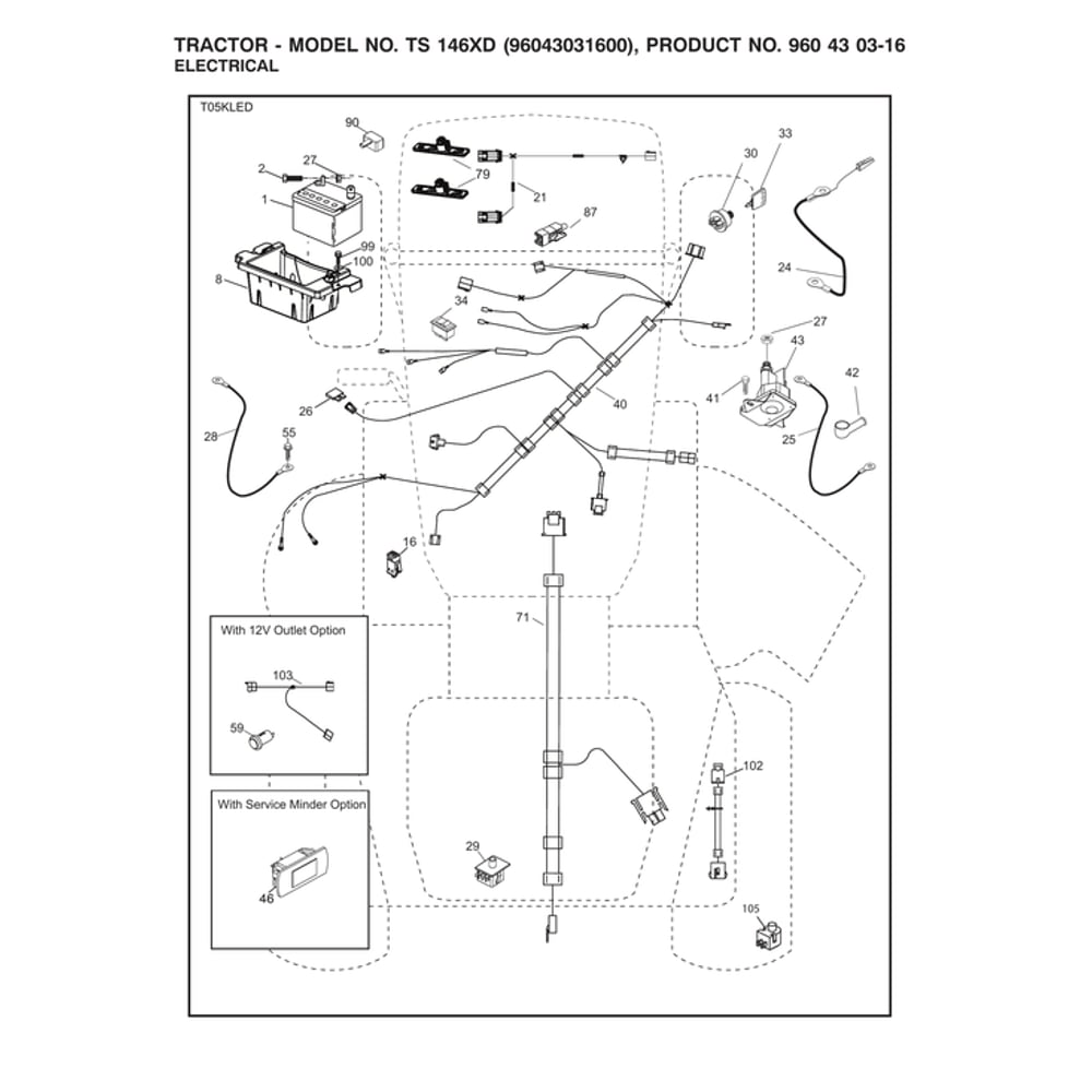 Electrical Diagram and Parts List for  Husqvarna Lawn Tractor