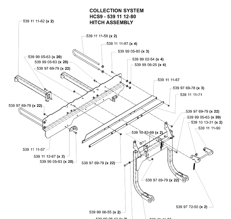Accessories (Hitch Assembly) Diagram and Parts List for IZ5225TSPKOA 2006-02 Husqvarna Lawn Mower