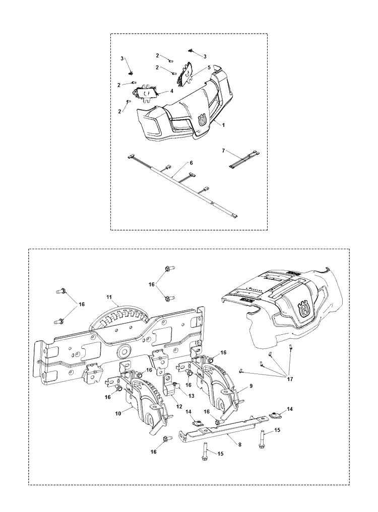 Control Panel And Discharge Chute 2 Diagram and Parts List for  Husqvarna Snow Blower