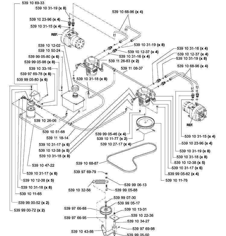 Hydraulic Assembly Tl Diagram and Parts List for IZ5225TXPKOA (968999307)(2005-12) Husqvarna Lawn Mower