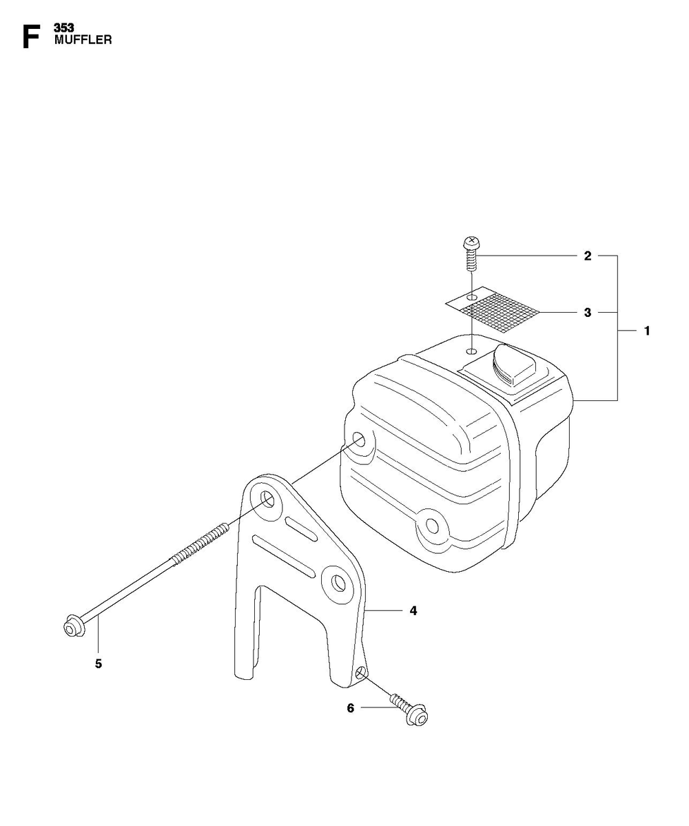 Muffler Diagram and Parts List for 353E-tech-353G E-tech Husqvarna Chainsaw