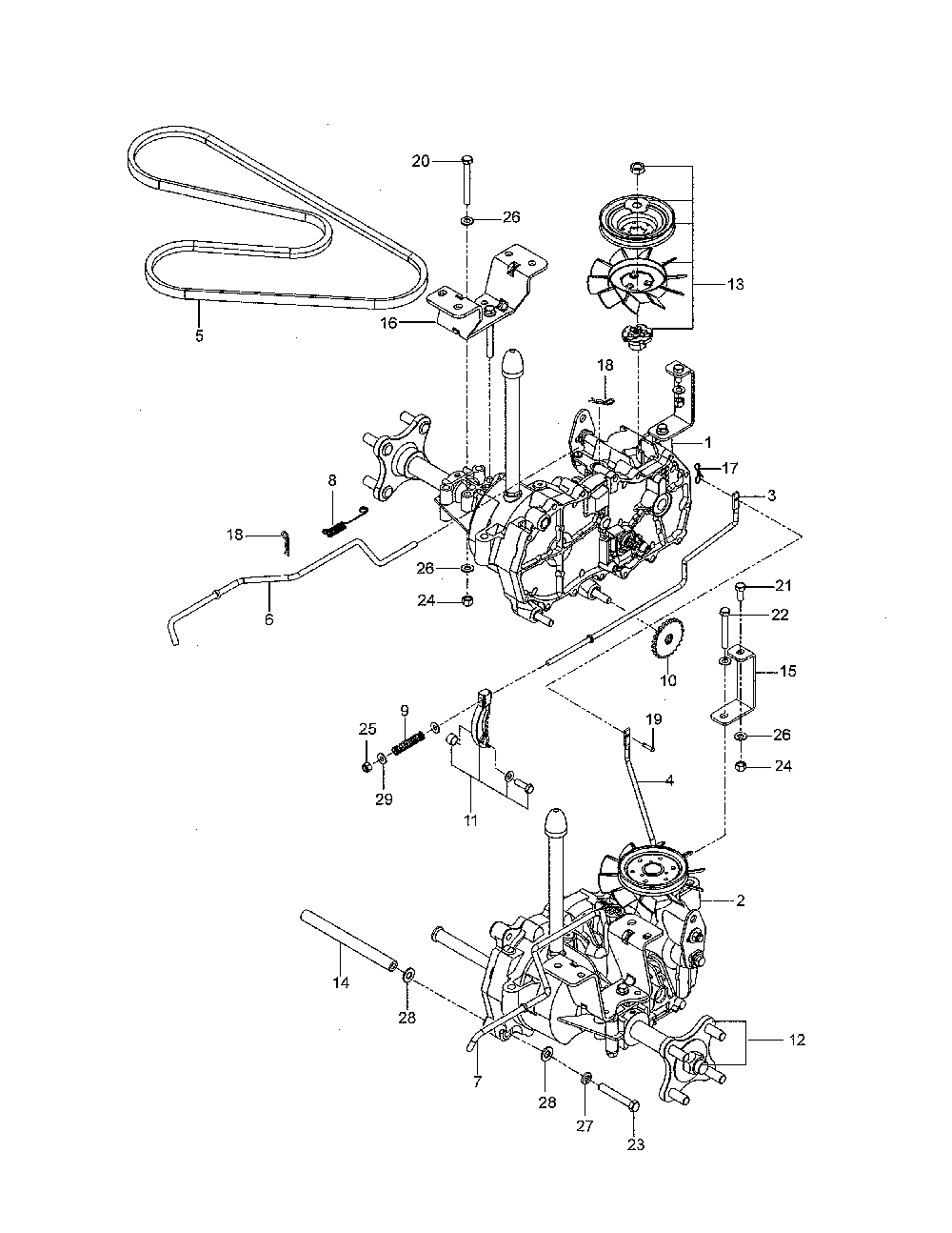 Hydraulic pump-motor Diagram and Parts List for  Husqvarna Lawn Mower