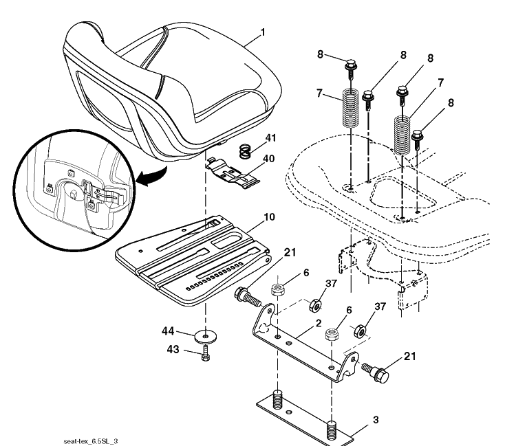 Seat Diagram and Parts List for LGT2654 (96045003701)(2012-09) Husqvarna Lawn Tractor