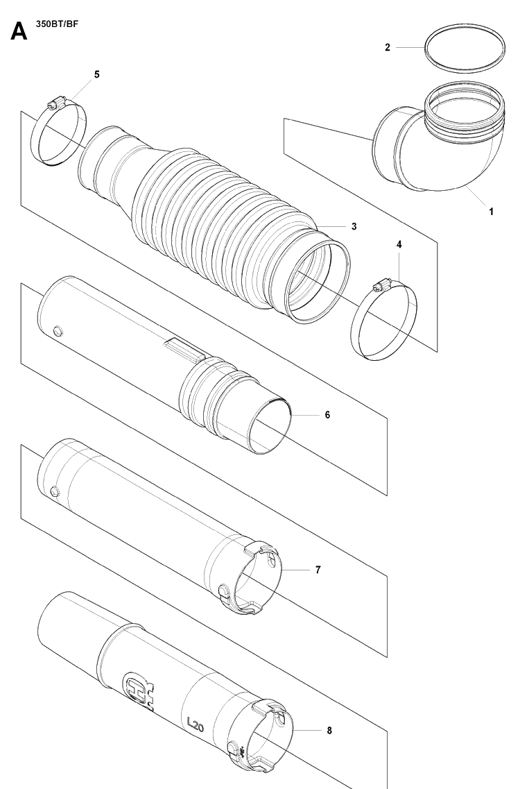 Tube Diagram and Parts List for  Husqvarna Leaf Blower / Vacuum