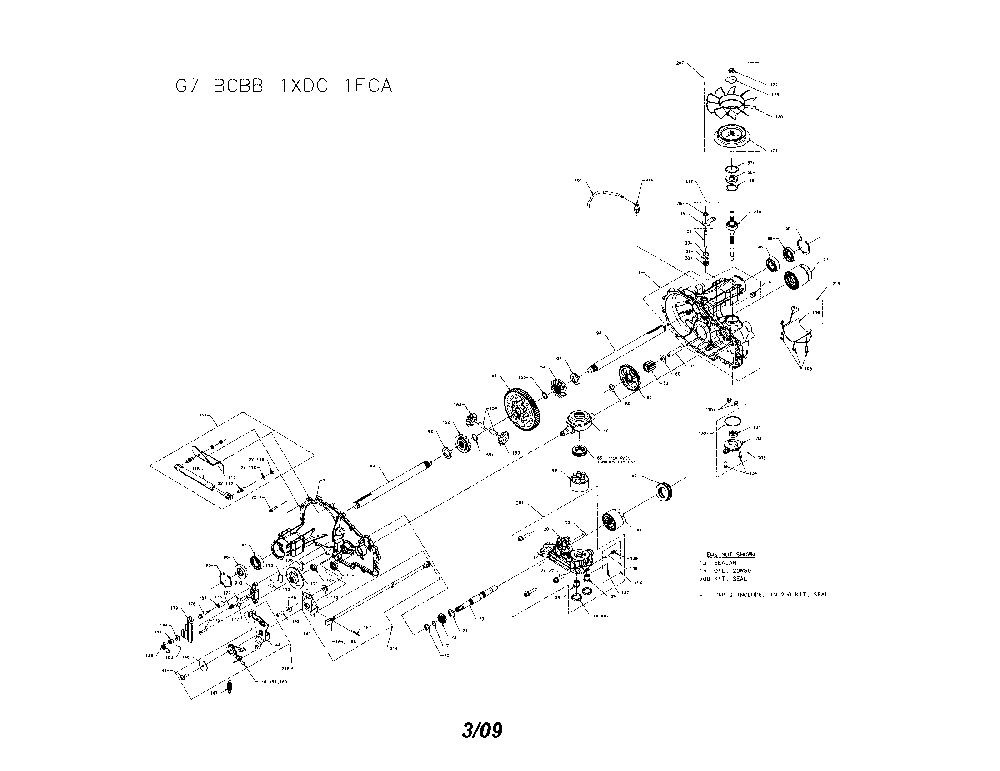 Transaxle Diagram and Parts List for  Husqvarna Lawn Tractor