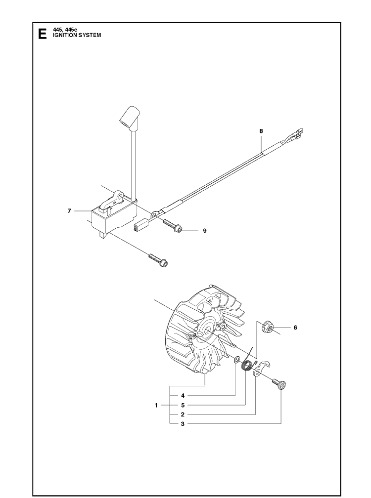 Ignition System Diagram and Parts List for  Husqvarna Chainsaw