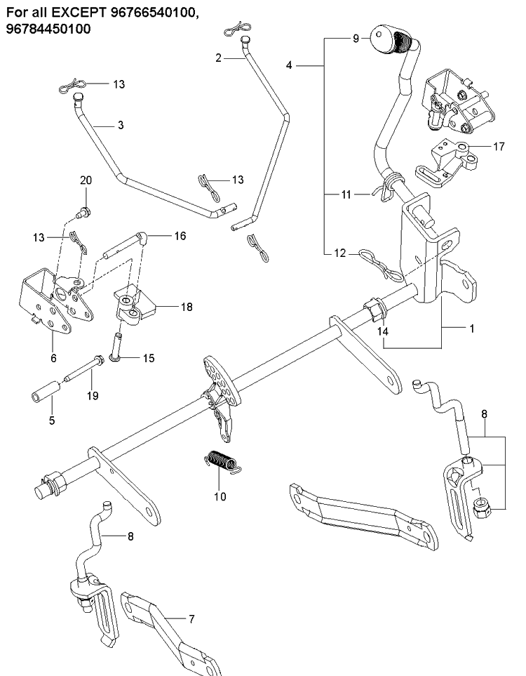 Mower Lift / Deck Lift 2 Diagram and Parts List for  Husqvarna Lawn Mower