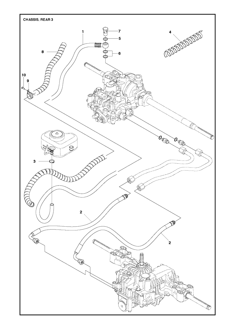 Chassis Rear 3 Diagram and Parts List for AWD Husqvarna Lawn Mower