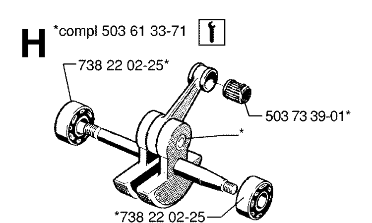 Crankshaft Diagram and Parts List for 20014000001-20110100000 Husqvarna Chainsaw